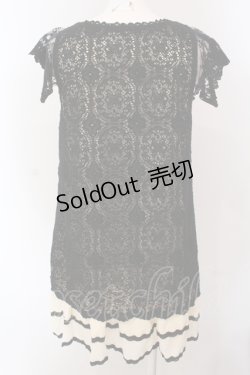 画像2: axes femme / モチーフ編みノースリーブワンピース M クロ×アイボリー O-25-05-12-054-AX-OP-IG-OS