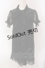 axes femme / フロッキードットブラウスワンピース  クロ O-25-05-12-056-AX-OP-IG-OS