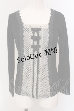 画像1: axes femme / タックシフォンリボンカットソー M クロ O-25-05-12-059-AX-TO-IG-OS