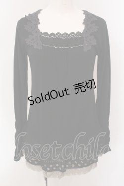 画像1: axes femme / ローズモチーフレースカットソー  クロ O-25-05-12-060-AX-TO-IG-OS