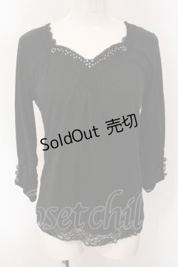 画像1: axes femme / 7部袖カットソー  クロ O-25-05-12-063-AX-TO-IG-OS