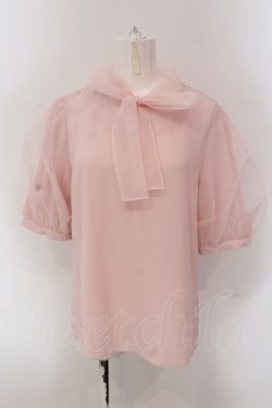 画像1: Rmine / シアーボウタイリボンブラウス  ピンク O-25-05-12-068-EL-BL-IG-OS