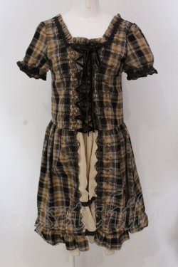 画像1: axes femme / スカラップ刺繍レースアップワンピース  ブラウン O-25-05-12-073-AX-OP-IG-OS