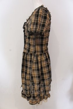画像3: axes femme / スカラップ刺繍レースアップワンピース  ブラウン O-25-05-12-073-AX-OP-IG-OS