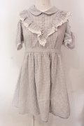 evelyn / ショルダーカットギンガムワンピース  グレー O-25-05-12-080-LO-OP-IG-OS
