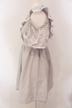 画像3: evelyn / ショルダーカットギンガムワンピース  グレー O-25-05-12-080-LO-OP-IG-OS