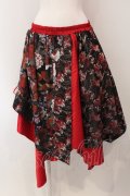 Qutie Frash / 和柄アシメラップスカート  レッド O-25-05-13-027-QU-SK-OW-OS