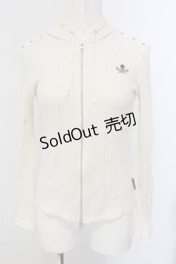 画像1: Ozz On / スカル刺繍ニットZIPパーカー  オフホワイト O-25-05-13-057-OO-TO-OW-OS