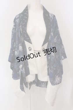 画像1: Qutie Frash / 和柄ポンチョ  ブルー O-25-05-13-058-QU-JA-IG-OS