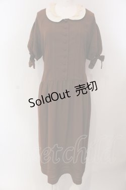 画像1: PINK HOUSE / レースダブルカラータックワンピース  ブラウン O-25-05-13-067-LO-OP-IG-OS