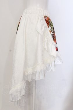 画像3: Qutie Frash / 和柄後ろロングパニエスカート  ホワイト×レッド O-25-05-13-006-QU-SK-OW-OS