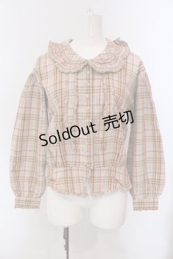 画像1: PINK HOUSE / マドラスチェックフリルブラウス  ピンク系 O-25-05-13-075-LO-BL-IG-OS