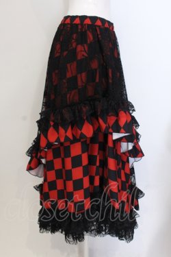 画像2: Qutie Frash / 蜘蛛メッシュロングスカート  ブラック×レッド O-25-05-13-008-QU-SK-OW-OS