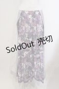 Qutie Frash / 和柄プリーツロンスカ  ホワイト×パープル O-25-05-13-009-QU-SK-OW-OS