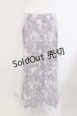Qutie Frash / 和柄プリーツロンスカ  ホワイト×パープル O-25-05-13-009-QU-SK-OW-OS
