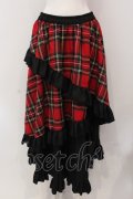 Qutie Frash / タータンチェックフリルロングスカート  レッド O-25-05-13-020-QU-SK-OW-OS