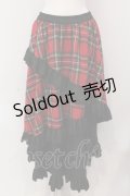 Qutie Frash / タータンチェックフリルロングスカート  レッド O-25-05-13-020-QU-SK-OW-OS