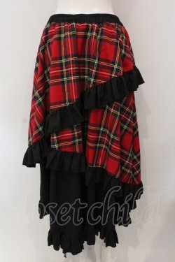 画像3: Qutie Frash / タータンチェックフリルロングスカート  レッド O-25-05-13-020-QU-SK-OW-OS