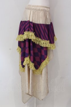 画像2: Qutie Frash / ストライプ×ダイヤアシメラップスカート  パープル O-25-05-13-025-QU-SK-OW-OS