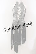 Qutie Frash / スリットロングベスト  ブラック×シルバー O-25-05-13-026-QU-OP-OW-OS