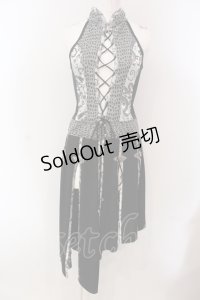 Qutie Frash / スリットロングベスト  ブラック×シルバー O-25-05-13-026-QU-OP-OW-OS