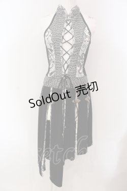 画像1: Qutie Frash / スリットロングベスト  ブラック×シルバー O-25-05-13-026-QU-OP-OW-OS