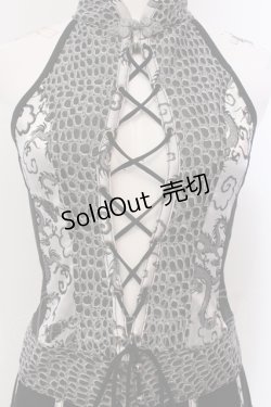 画像2: Qutie Frash / スリットロングベスト  ブラック×シルバー O-25-05-13-026-QU-OP-OW-OS