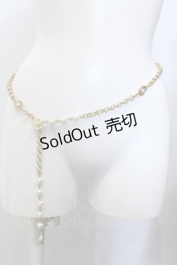 画像1: INGEBORG / ロゴサークルパールチェーンベルト  ゴールド O-25-05-14-058-LO-ZA-IG-OS