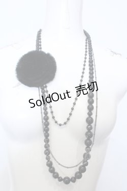 画像2: INGEBORG / ラウンドファー多連ネックレス  クロ O-25-05-14-059-LO-AC-OW-ZT012