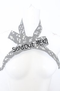 MIHO MATSUDA / 音符柄ネクタイ  ブラック×ホワイト O-25-05-14-070-GO-ZA-OW-OS