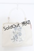 an another angelus / ローズ刺繍クリアハンドルバッグ  アイボリー×ブルー系 O-25-05-14-004-CA-BL-IG-OS