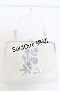 an another angelus / ローズ刺繍クリアハンドルバッグ  アイボリー×ブルー系 O-25-05-14-004-CA-BL-IG-OS