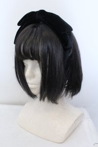 Fi.n.t / ロゴ刺繍入りベロアリボンカチューシャ  クロ O-25-05-14-082-CA-AC-OW-OS