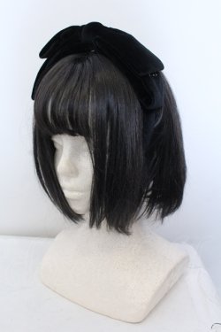 画像1: Fi.n.t / ロゴ刺繍入りベロアリボンカチューシャ  クロ O-25-05-14-082-CA-AC-OW-OS