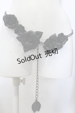 画像1: INGEBORG / ローズコサージュチェーンベルト  クロ O-25-05-14-024-LO-ZA-OW-OS