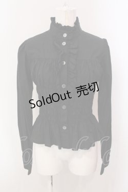 画像1: ATELIER PIERROT / ノーカラーシャーリングブラウス  ブラック O-25-05-15-033-EL-BL-IG-OS