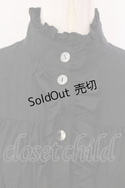 画像2: ATELIER PIERROT / ノーカラーシャーリングブラウス  ブラック O-25-05-15-033-EL-BL-IG-OS