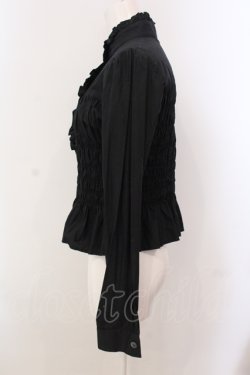 画像3: ATELIER PIERROT / ノーカラーシャーリングブラウス  ブラック O-25-05-15-033-EL-BL-IG-OS