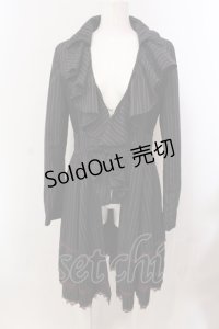 Ozz Croce / ストライプラッフルフリルジャケット  ブラック×ワイン O-25-05-15-034-OO-JA-IG-OS