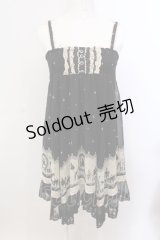 axes femme / 童話柄2WAYチュニック M クロ×アイボリー O-25-05-15-038-AX-OP-IG-OS