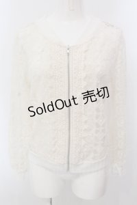 axes femme / チュール刺繍シースルージャケット M アイボリー O-25-05-15-043-AX-TO-IG-OS