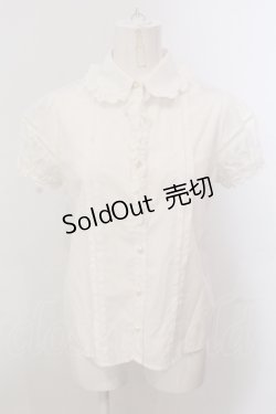画像1: Ank Rouge / フラワーレース半袖ブラウス M シロ O-25-05-15-050-CA-BL-OW-OS