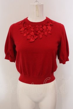 画像1: Maison de FLEUR Petite Robe / リボンニットトップス  アカ O-25-05-15-069-EL-TO-OW-OS