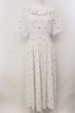 画像1: Maison de FLEUR Petite Robe / フリルカラードット柄ドレス M オフホワイト O-25-05-15-071-EL-OP-OW-OS