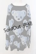 TRAVAS TOKYO / BEAR FACES総柄ジャガードプルオーバーニット F ブルーｘブラック O-25-05-15-073-PU-TO-YM-OS