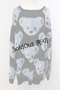 TRAVAS TOKYO / BEAR FACES総柄ジャガードプルオーバーニット F ブルーｘブラック O-25-05-15-073-PU-TO-YM-OS