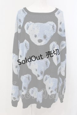 画像1: TRAVAS TOKYO / BEAR FACES総柄ジャガードプルオーバーニット F ブルーｘブラック O-25-05-15-073-PU-TO-YM-OS