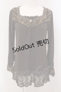 axes femme / ファーカラーインナーカットソー M ブラウン O-25-05-15-074-AX-TO-YM-OS