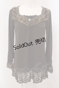 画像1: axes femme / ファーカラーインナーカットソー M ブラウン O-25-05-15-074-AX-TO-YM-OS