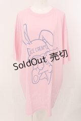 Candy Stripper / ICE CREAM BUNNY BIG Tシャツ 2 ピンク O-25-05-15-085-PU-TS-YM-ZY